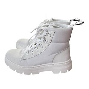 Dr. Martens Combs W White Canvas Combat Boots Lug Sole Women’s US 7 Utility